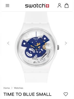 Swatch Time To Blue Small White Watch EUC